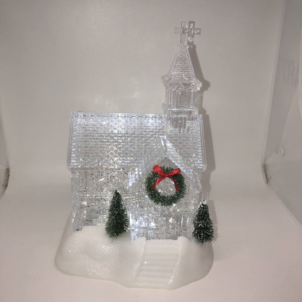 Snow Globe Church Merry Makers LED Glitter Lantern Christmas Village Decoration - Picture 3 of 11